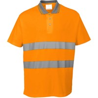 Portwest Mens Hi Vis Cotton Comfort Polo Short Sleeve Shirt
