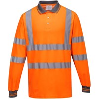 Portwest Hi Vis Cotton Comfort Polo Long Sleeve Shirt
