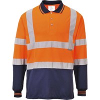 Portwest Mens Hi Vis Contrast Polo Long Sleeve Shirt