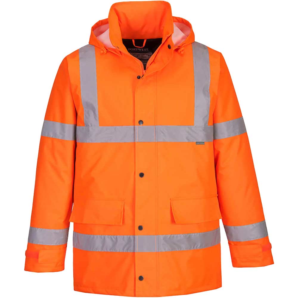 300D Oxford Weave Industry Orange Oxford Weave 300D Class 3 Hi Vis Traffic Jacket 6XL Large