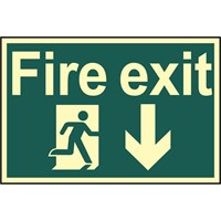 Scan Fire Exit Running Man Arrow Down Sign Scan Fire Exit Running Man Arrow Down Sign