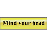 Scan Brass Effect Mind Your Head Sign Scan Brass Effect Mind Your Head Sign