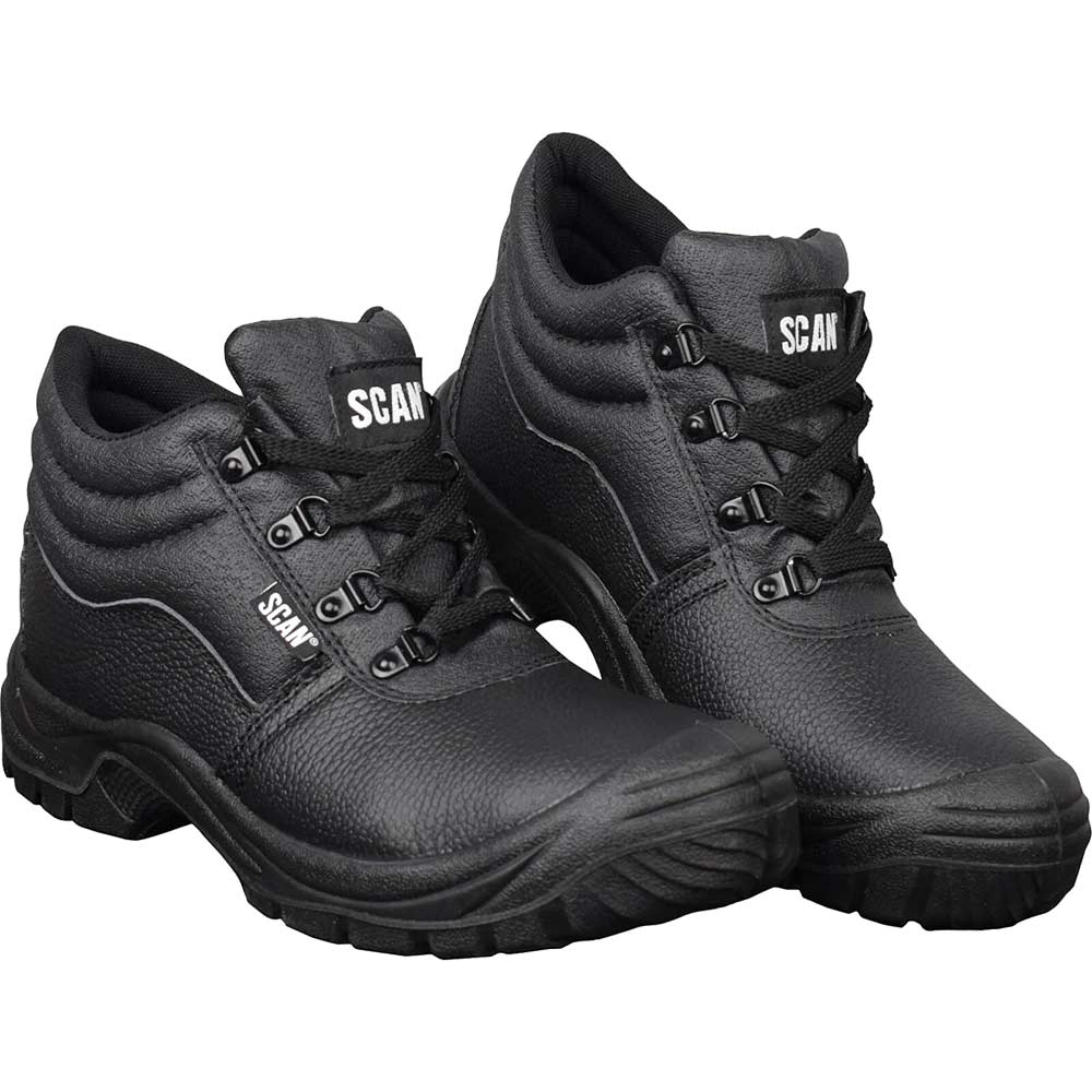 Scan Mens Dual Density Chukka Safety Boots - Black Safety Rating: S1P, 10