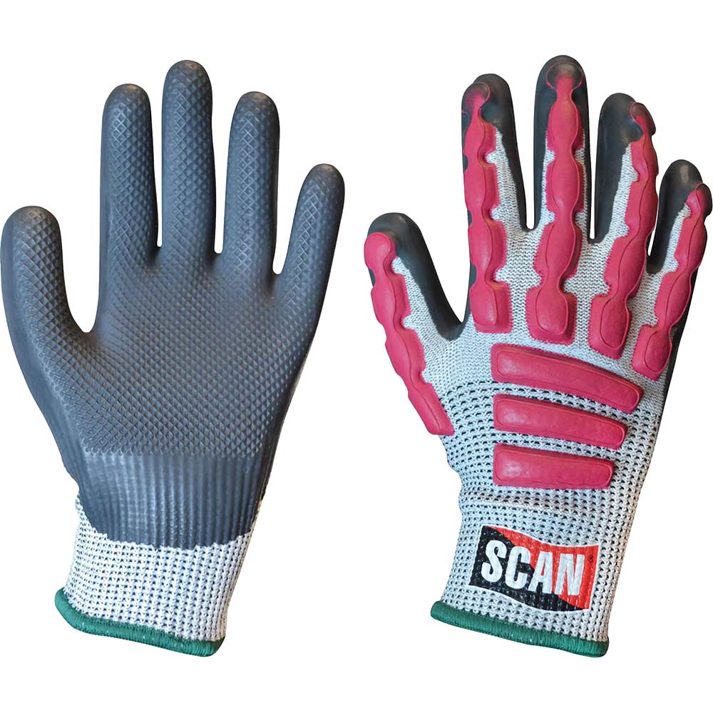 Scan Anti Impact Latex Cut 5 Gloves - Size M