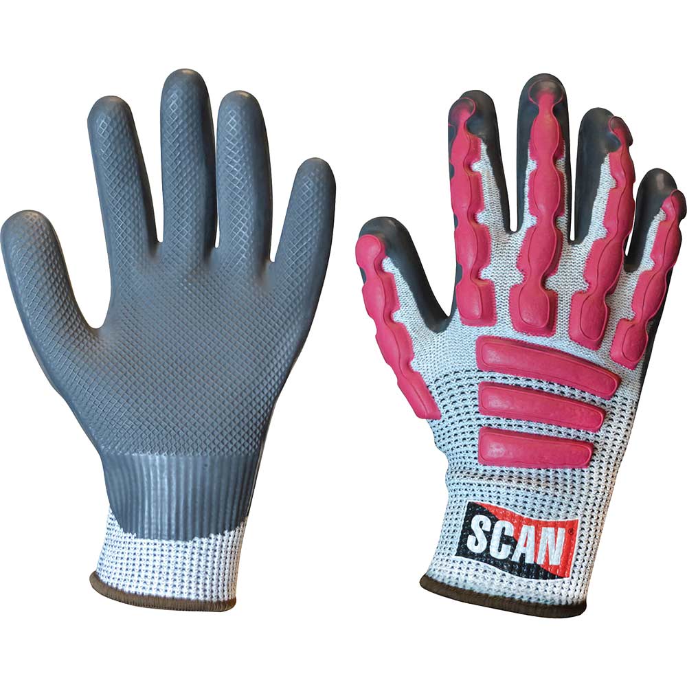 Scan Anti Impact Latex Cut 5 Gloves - Size XL