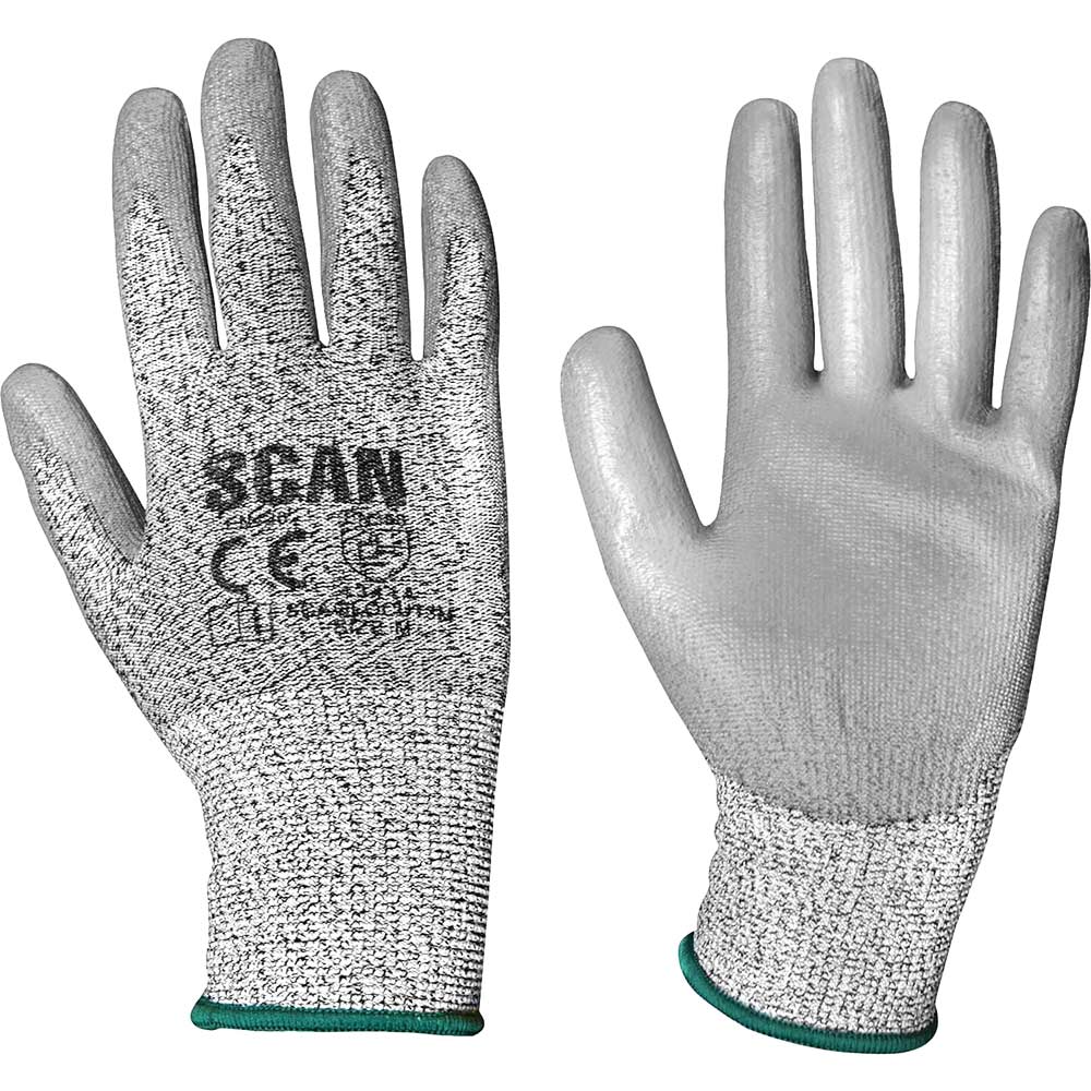 Scan Grey Pu Coated Cut 3 Gloves Medium