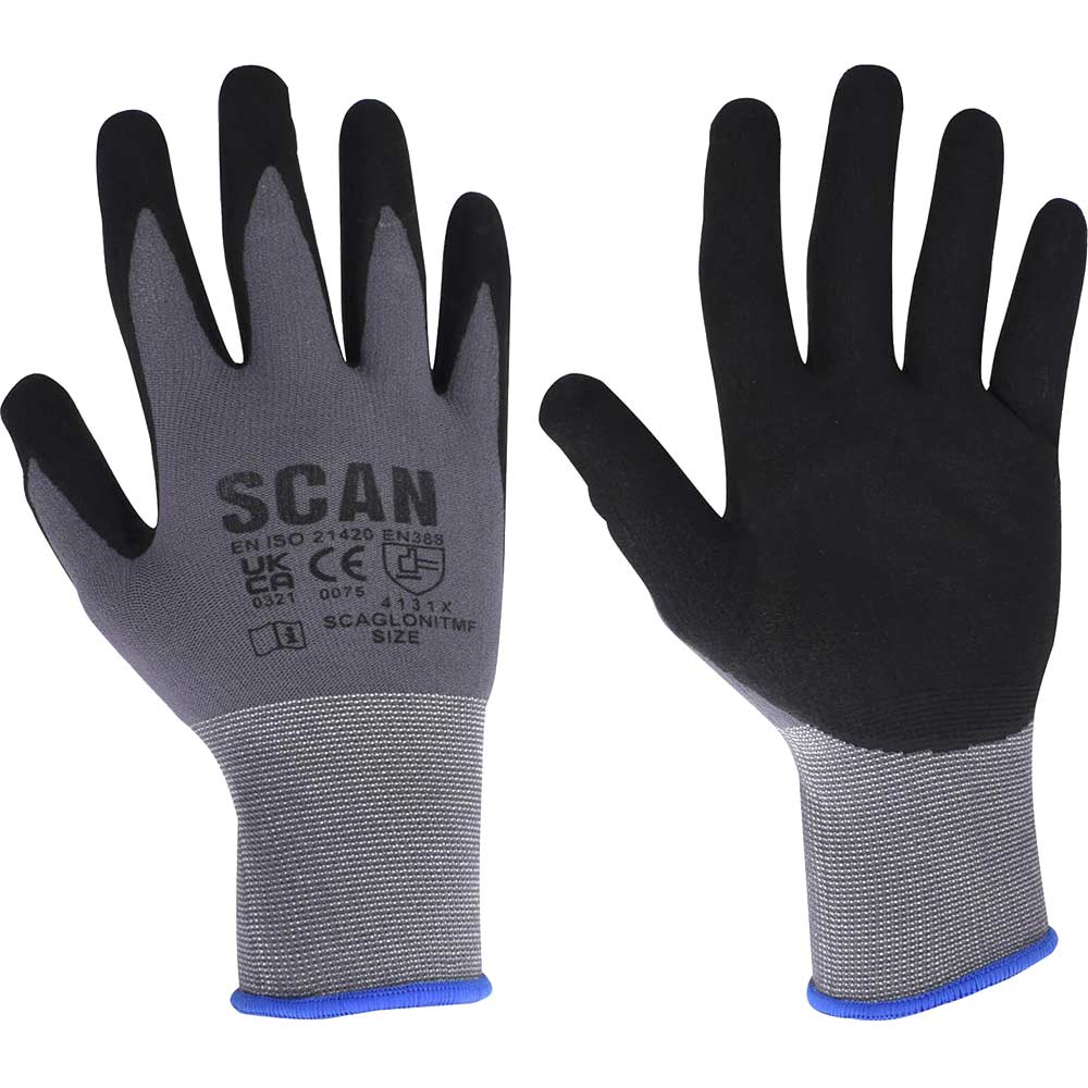 Scan Grey Breathable Microfoam Nitrile Gloves Small