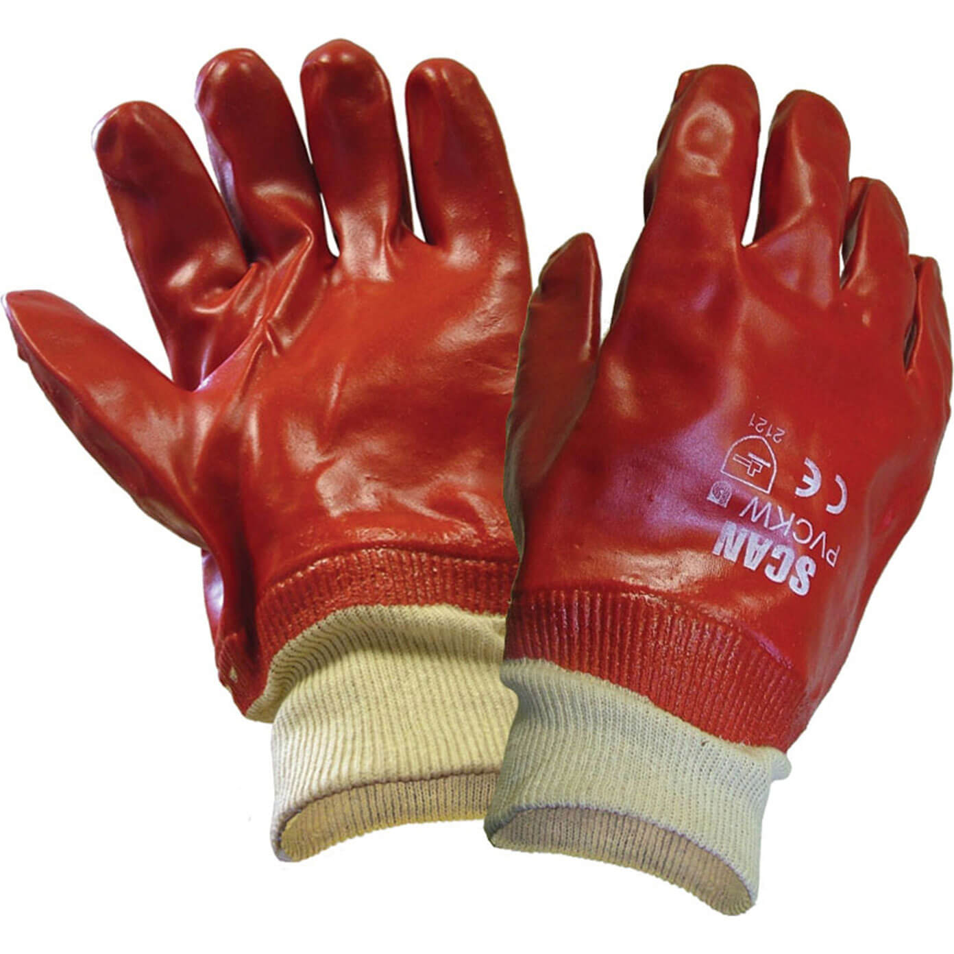 Photos - Safety Equipment SCAN PVC Knitwrist Glove Red One Size SCAGLOPVCKW 