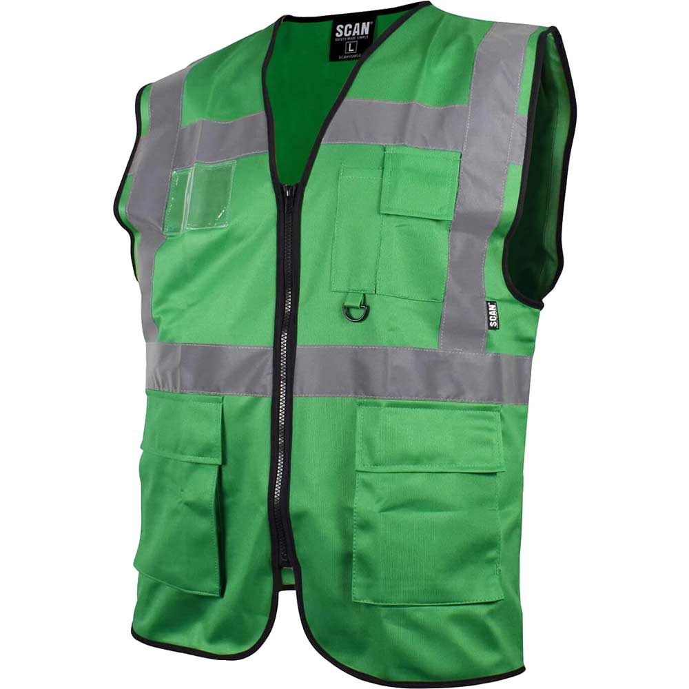 Scan Hi Vis Utility Waistcoat - Green, M