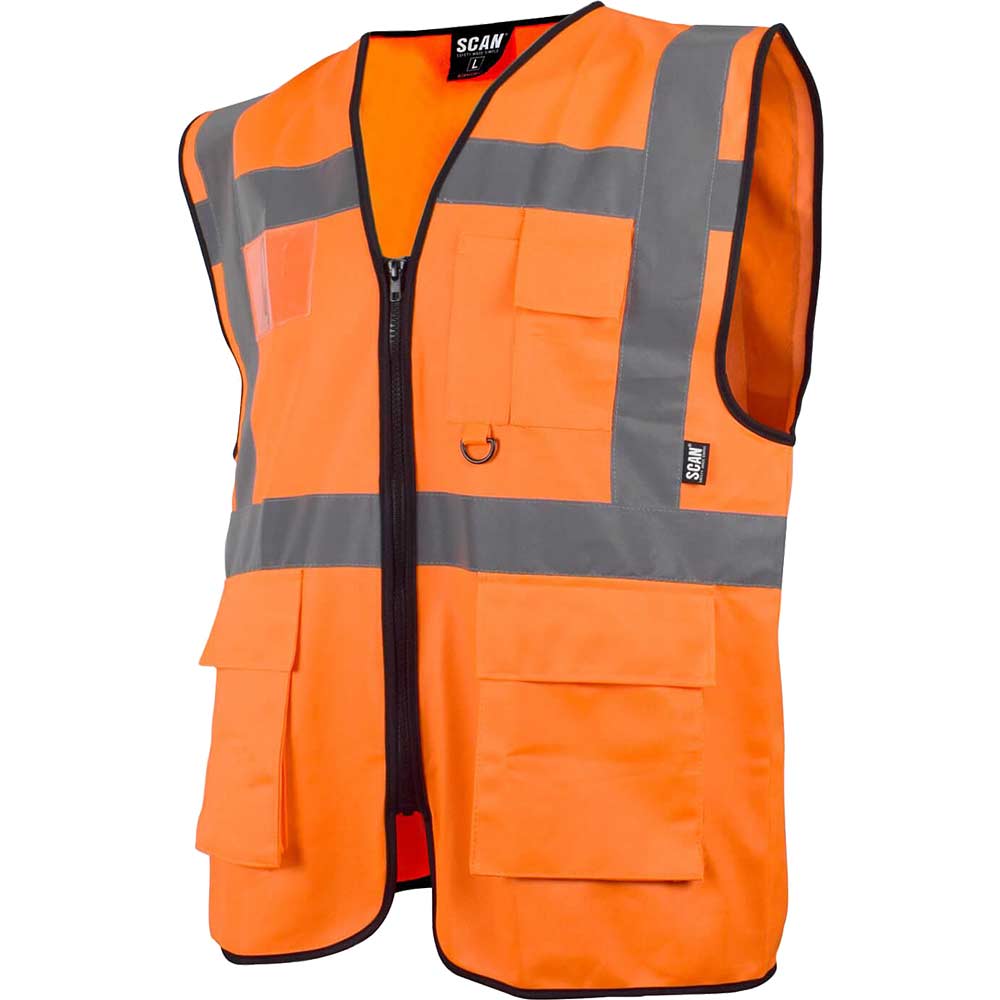 Scan Hi Vis Utility Waistcoat - Orange, M