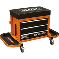 Sealey Mechanics Rolling Tool Box Seat Orange Sealey Mechanics Rolling Tool Box Seat Orange