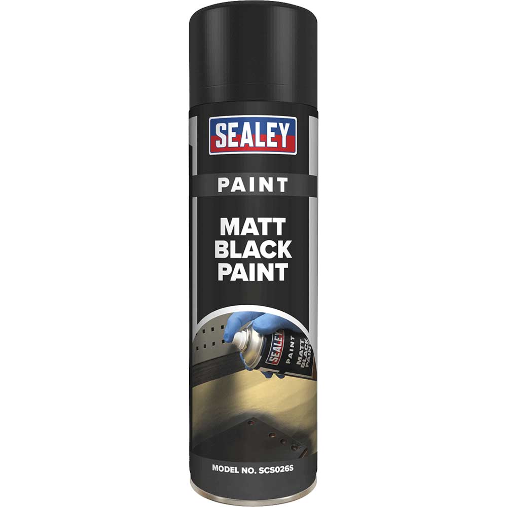 Sealey Black Matt Aerosol Spray Paint Pack Of 500Ml Size 6