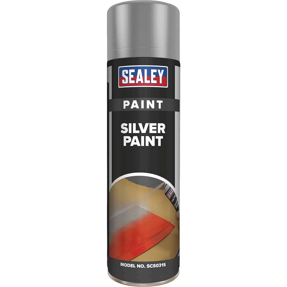 Sealey Silver Aerosol Spray Paint 500Ml