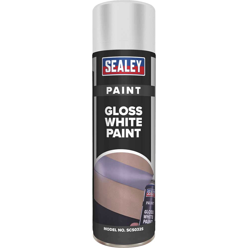 Sealey White Gloss Aerosol Spray Paint 500Ml
