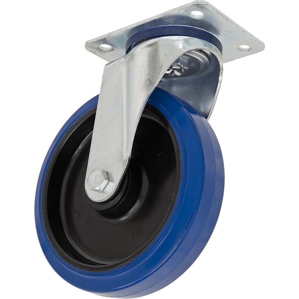 Sealey Blue Heavy-Duty Elastic Rubber Swivel Castor Wheel 200Mm 300Kg