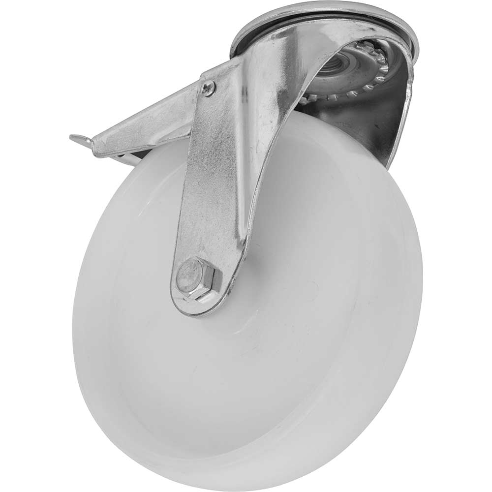 Sealey Heavy Duty Nylon Castor Wheel Bolt Hole And Total Lock 100Mm 200Kg