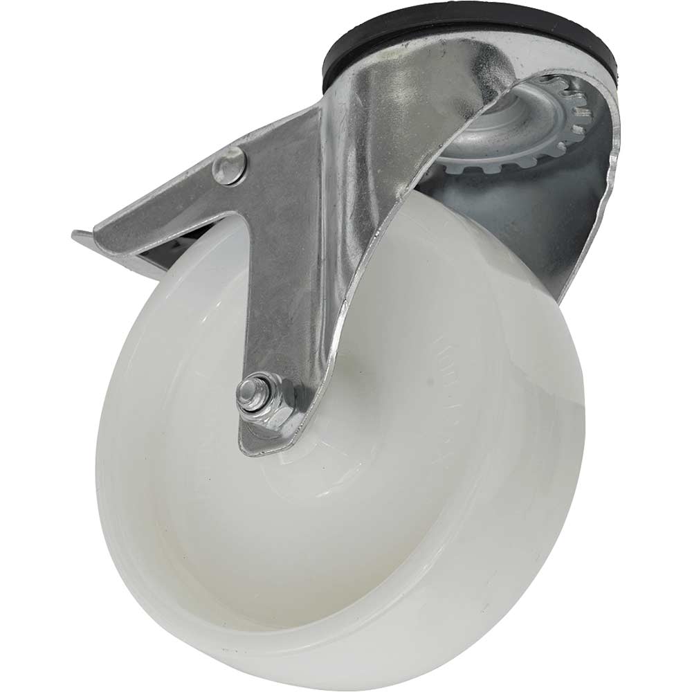 Sealey White Bolt Hole Swivel Total Lock Castor 125Mm 150Kg