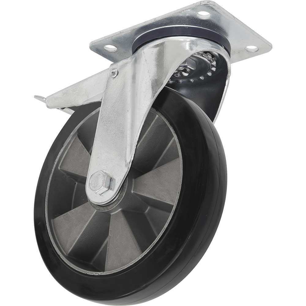 Sealey Heavy Duty Rubber Castor Wheel Swivel And Total Lock 152Mm 330Kg