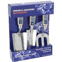 Spear and Jackson 3 Piece Neverbend Stainless Steel Hand Trowel and Weedfork Set Spear and Jackson 3 Piece Neverbend Stainless Steel Hand Trowel and Weedfork Set