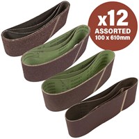 Sirius 12 Piece Assorted 100mm x 610mm Sanding Belts 