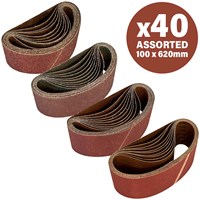 Sirius 40 Piece Assorted 100mm x 620mm Sanding Belts 