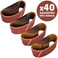 Sirius 40 Piece Assorted 100mm x 620mm Sanding Belts 