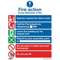 Sealey Rigid Plastic Fire Action With Lift Sign Pack of 10 Sealey Rigid Plastic Fire Action With Lift Sign Pack of 10