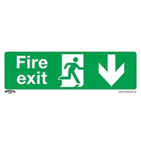 Sealey Rigid Plastic Fire Exit Arrow Down Sign Pack of 10 Sealey Rigid Plastic Fire Exit Arrow Down Sign Pack of 10