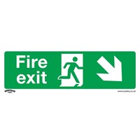 Sealey Rigid Plastic Fire Exit Arrow Down Right Sign Pack of 10 Sealey Rigid Plastic Fire Exit Arrow Down Right Sign Pack of 10