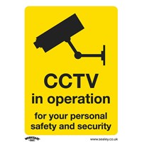 Sealey Rigid Plastic CCTV in Operation Sign Pack of 10