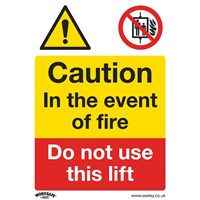 Sealey Self Adhesive Vinyl Caution Do Not Use Lift in Fire Sign Sealey Self Adhesive Vinyl Caution Do Not Use Lift in Fire Sign