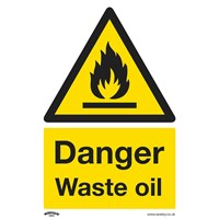 Sealey Rigid Plastic Danger Waste Oil Sign Pack of 10