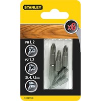 Stanley 6 Piece Phillips, Pozi and Slotted Screwdriver Bit Set Stanley 6 Piece Phillips, Pozi and Slotted Screwdriver Bit Set