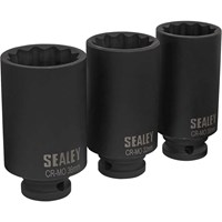 Sealey 3 Piece 1/2" Drive Bi Hexagon Hub Nut Impact Socket Set