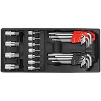 Sealey 29 Piece Hexagon Allen Key and Socket Bit Set in Module Tray