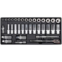 Sealey 35 Piece 3/8" Drive Slim Ratchet Socket Set Metric in Module Tray