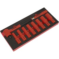 Sealey 10 Piece 1/2" Drive VDE Insulated Socket Set in Module Tray Sealey 10 Piece 1/2" Drive VDE Insulated Socket Set in Module Tray