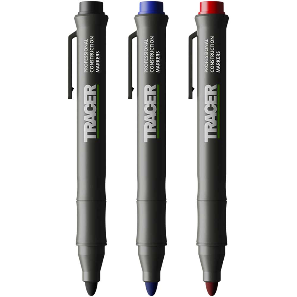 Tracer Marking Tools Red/Blue/Black Tracer Professional Clog Free Deep Hole Marker Set