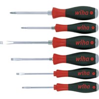Wiha Softfinish 6 Piece Hex Bolster Slotted and Phillips Screwdriver Set