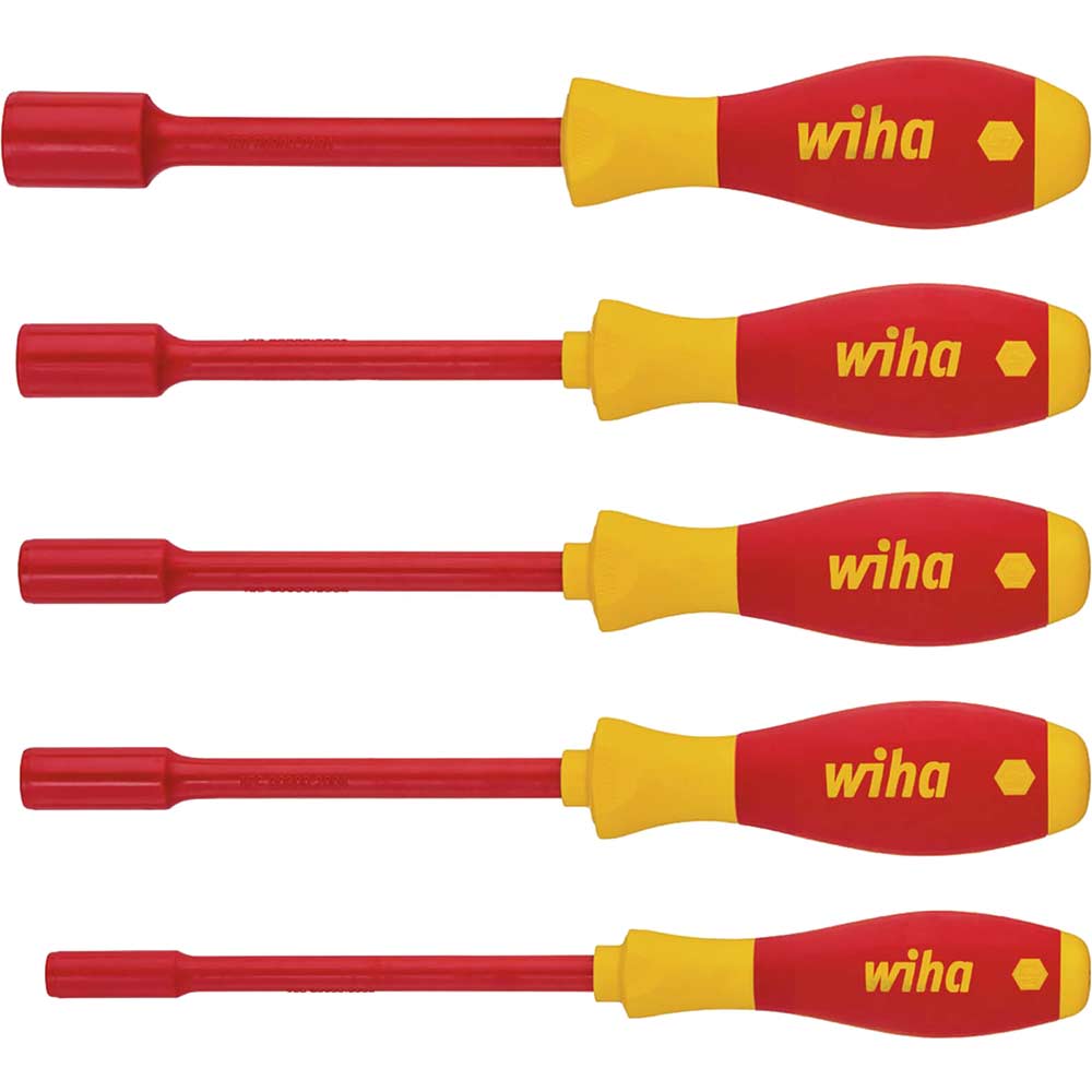Wiha Black Softfinish Electric Piece Vde Insulated Hex Nut Driver Set Size 6