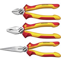 Wiha 3 Piece VDE Insulated Industrial Pliers Set Wiha 3 Piece VDE Insulated Industrial Pliers Set