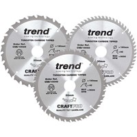 Trend CRAFTPRO 3 Piece 190mm Circular Saw Blade Set