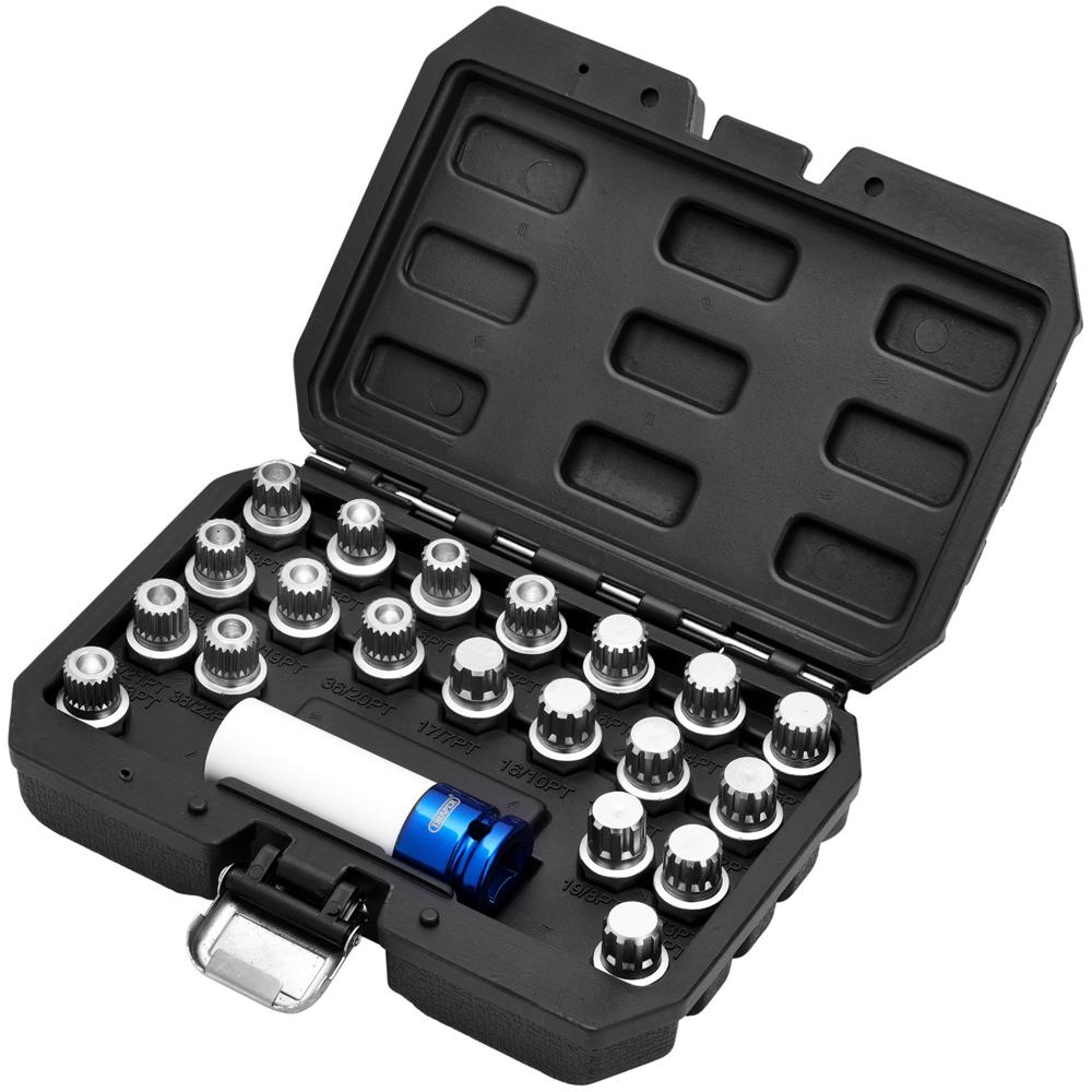 Draper 21 Piece 1/2" Drive Locking Wheel Socket Set for BMW Vehicles