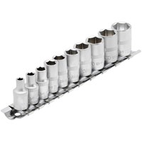 Draper 10 Piece 1/4" Drive Hex Socket Set Metric on Rail