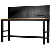 Bunker Hardwood Worktop Workbench and Power Pegboard