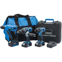 Draper Storm Force 3 Piece 20v Cordless Fixing Power Tool Kit 