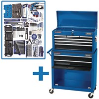 Draper 8 Drawer Roller Cabinet and Top Tool Chest + 42 Piece Tool Kit