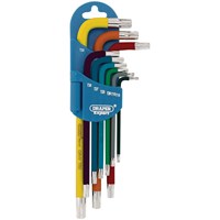 Draper 9 piece Metric Coloured Extra Long Torx Key Set