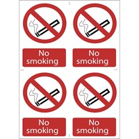 Draper No Smoking Sign Pack of 4