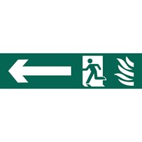 Draper Running Man Arrow Left Fire Safety Sign
